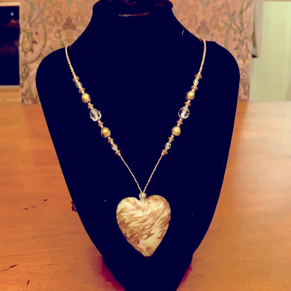 Murano Hand Made Glass Heart Pendant.